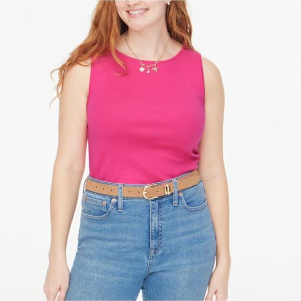 J. Crew Factory Womens Slim Fit Pure Cotton Shell Tank Top BF029 Pink Size S NWT